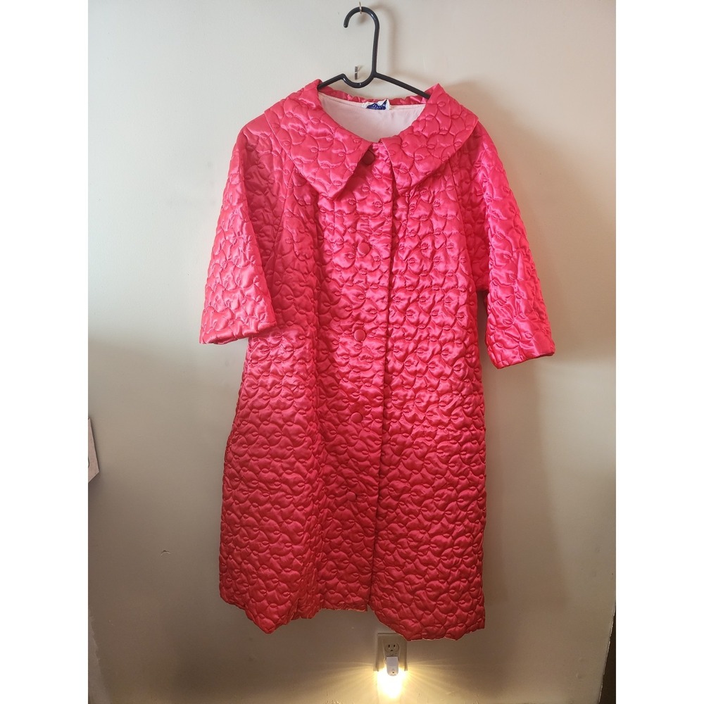 Vintage Feiner Fashions Quilted House Coat Pink- Size 16- Needs Repair (Armpit)